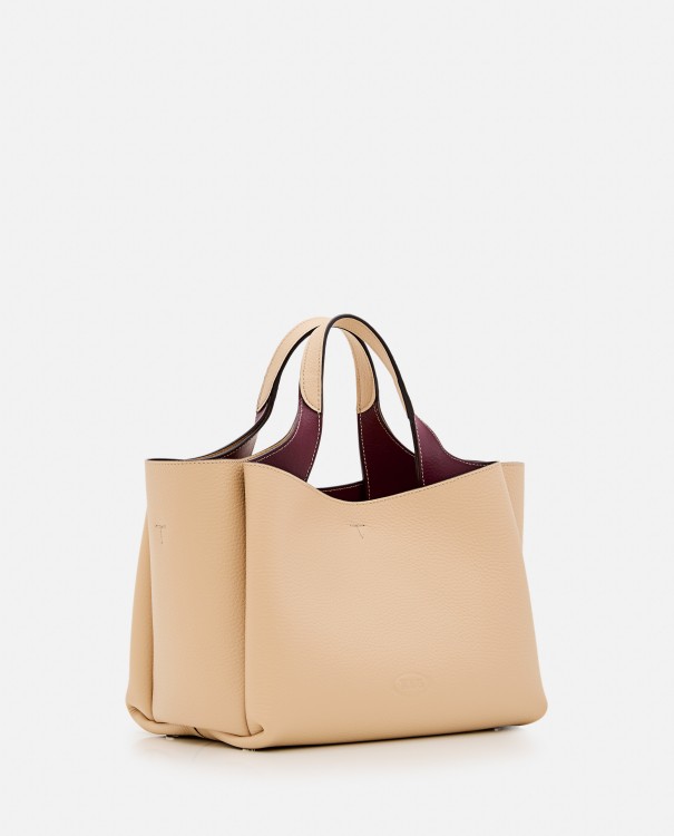 Shop Tod's Mini Leather Tote Bag In Brown