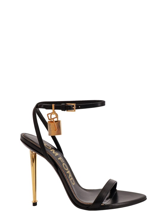 Shop Tom Ford Leather Sandals With Logoed Padlock In Black