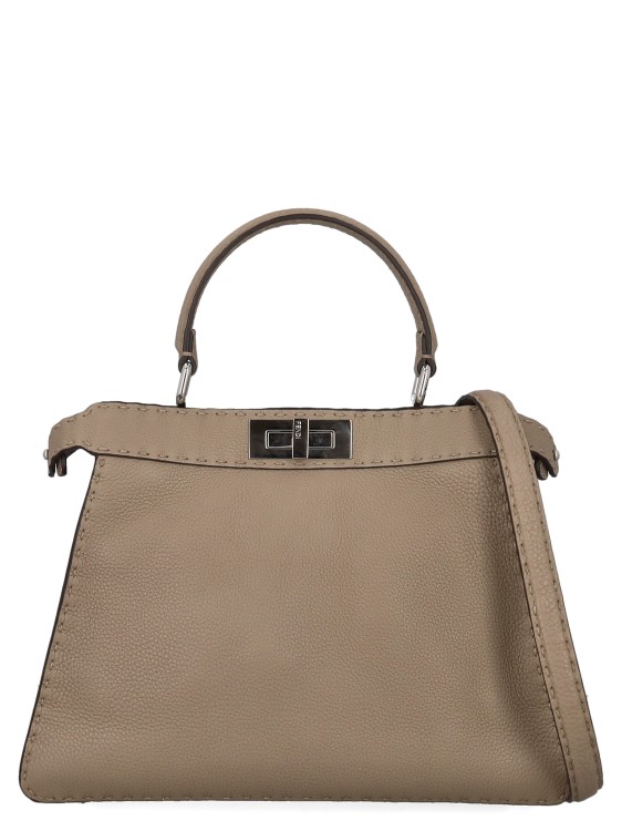 Fendi Leather Tote Bag In Brown