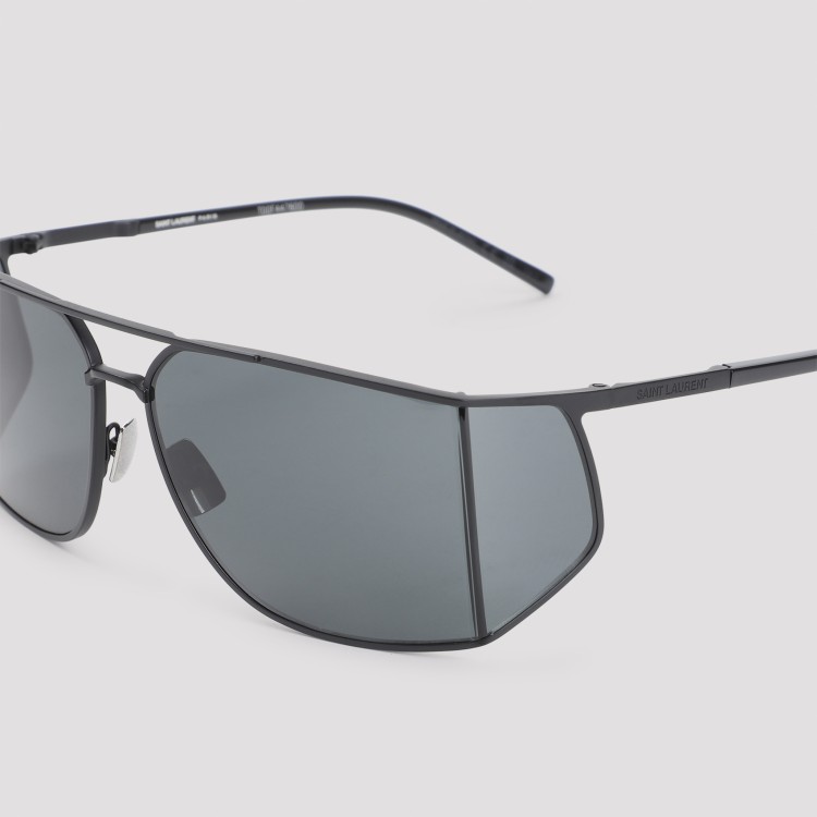 Saint Laurent Aviator Mask Sunglasses Double Bridge Slim Temples In Black