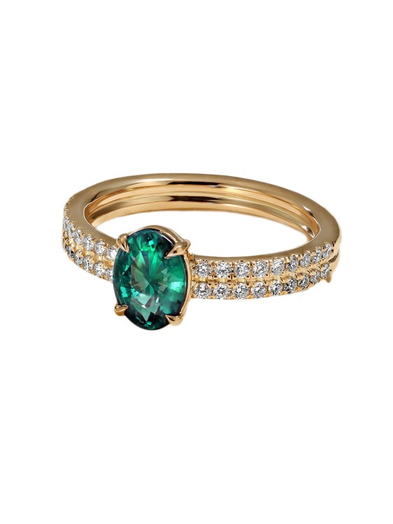 Mark Henry Jewelry Stacked Band Alexandrite And Diamond Ring In Green