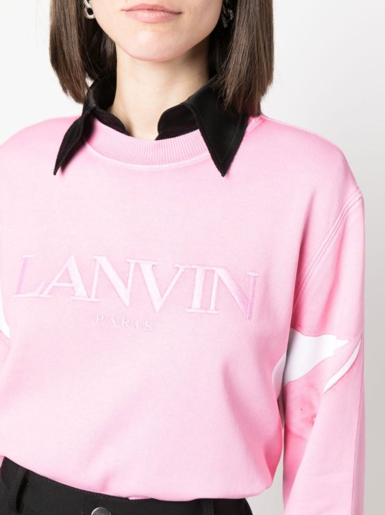 Shop Lanvin Embroidered-logo Crew-neck Sweatshirt In Purple