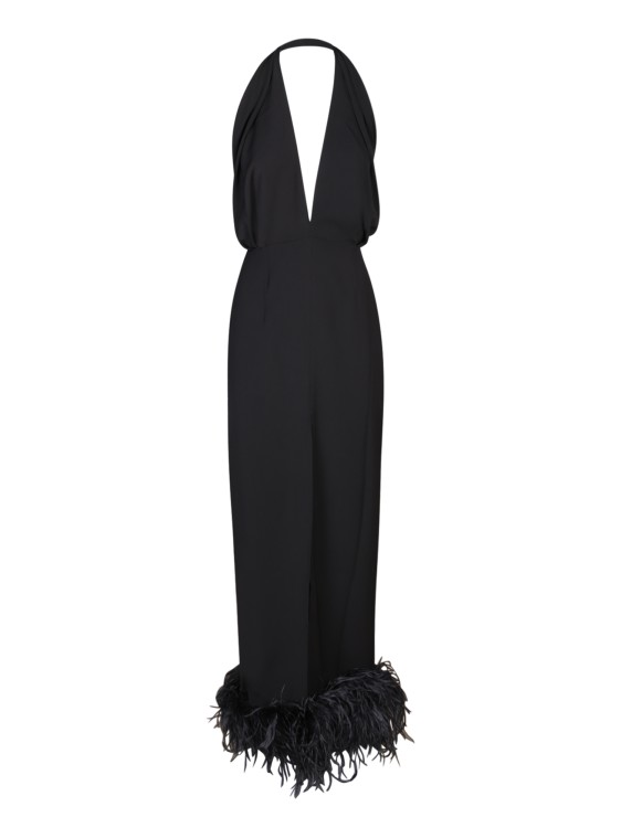 16arlington Feather Detail Dress In Black