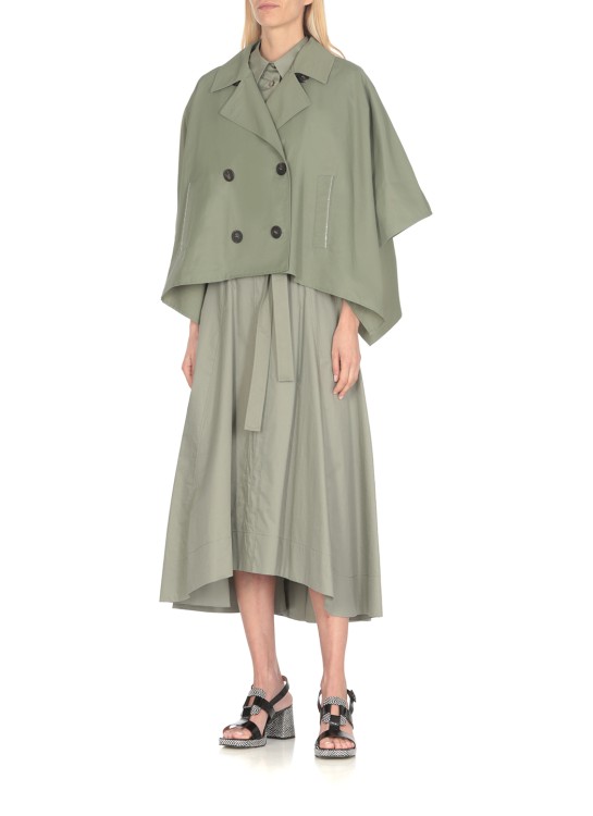 Shop Peserico Green Linen Blend Doublebreasted Cape