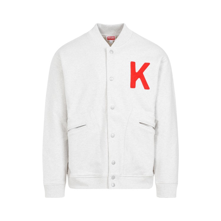 Shop Kenzo Light Grey Cotton Lucky Tiger Bomber In White