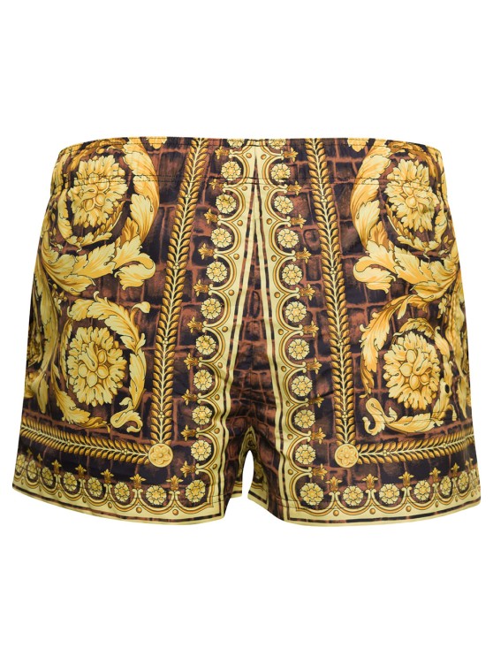 Shop Versace Shorts Baroccodile In Brown