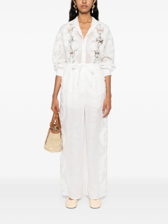 Shop Zimmermann Halliday Floral-lace Linen Shirt In White