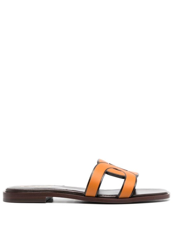 Shop Tod's Leather Logo Strap Sandals In Black