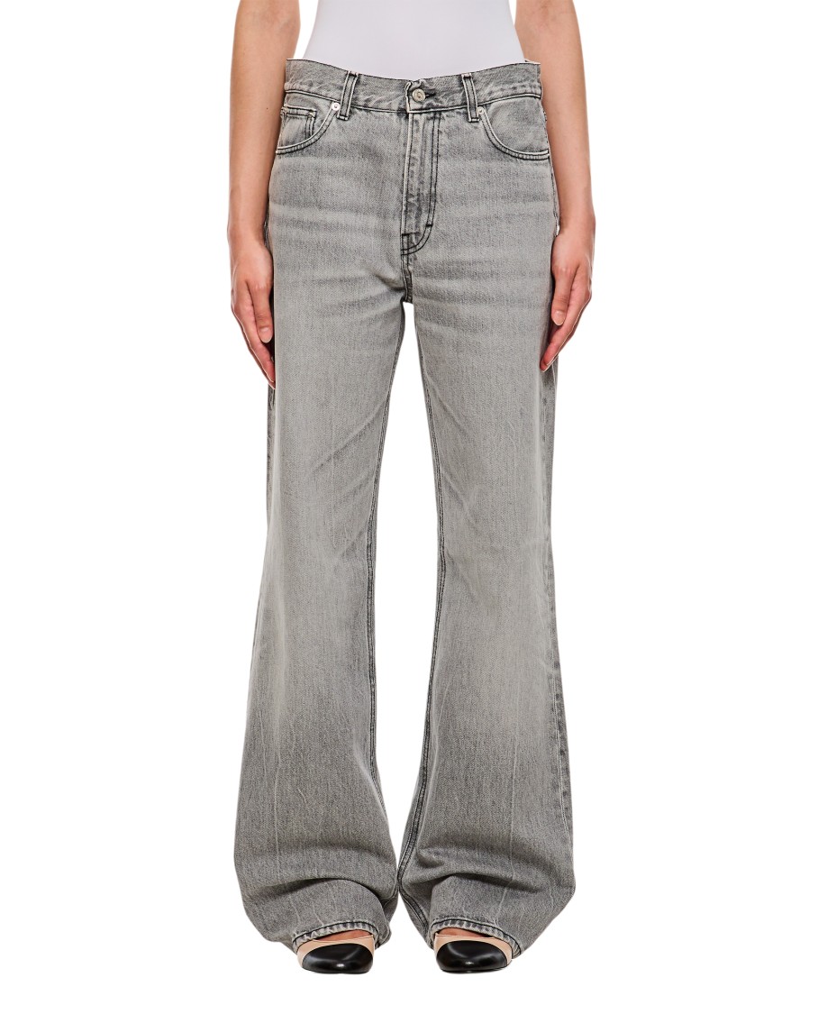 Haikure Straight Leg Trousers With Belt Loops In Grey