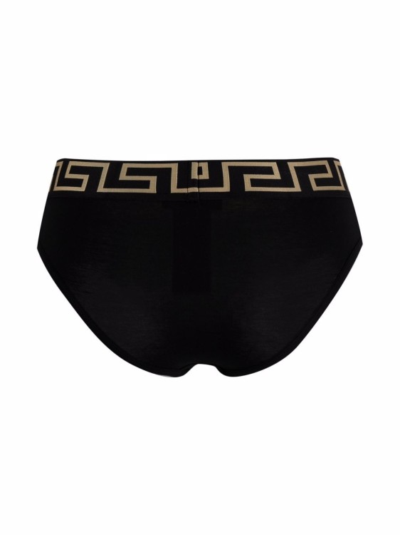 Shop Versace Greca-waistband Briefs In Black
