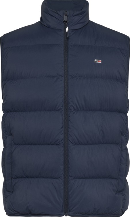 Tommy Jeans Logo-embroidered Down Gilet In Blue