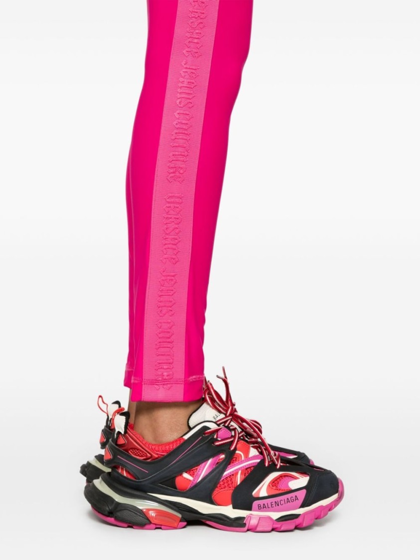 Versace Jeans Couture Logo-trim Leggings In Pink