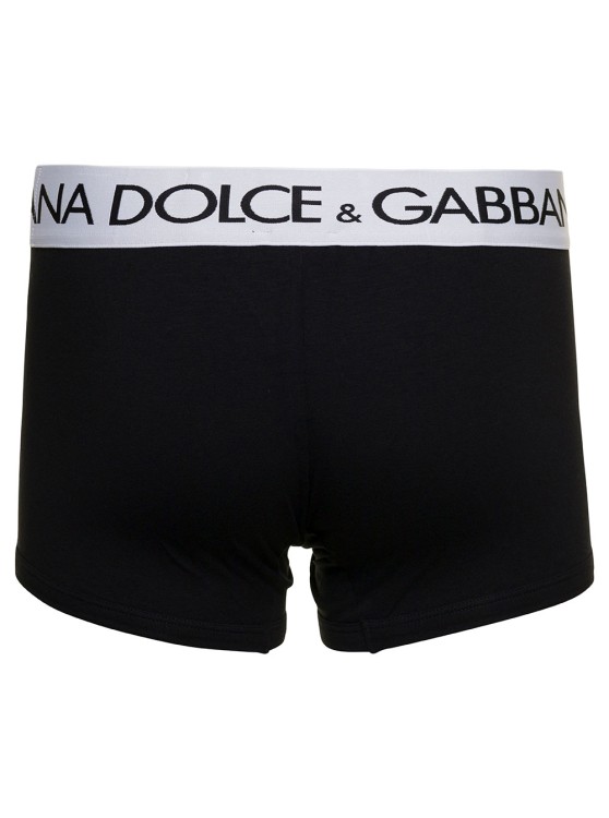 Shop Dolce & Gabbana Black Boxer Briefs With Branded Waistband In Stretch Cotton