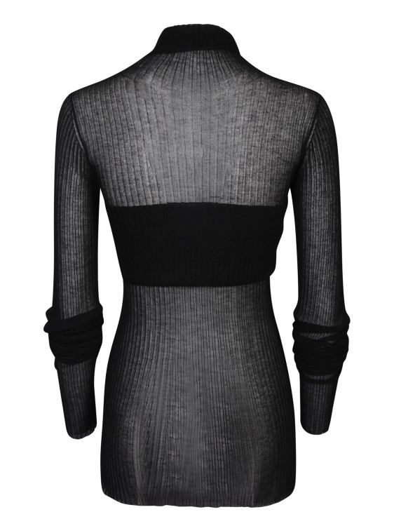 Shop Quira Sheer Fabric High Neck Long Sleeves In Black