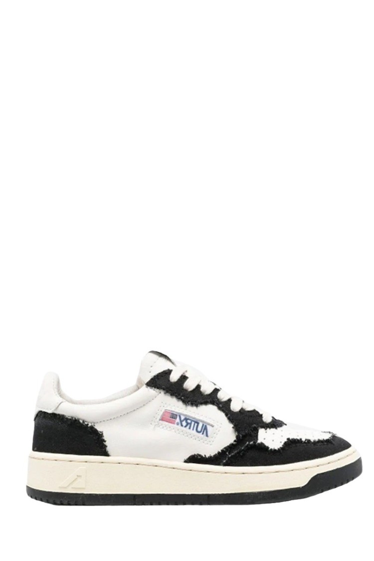 Autry Low-top Sneakers With Textured And Smooth Leather Design In White