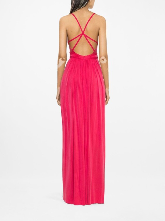 Shop Elisabetta Franchi V-neck Pleated Gown In Red