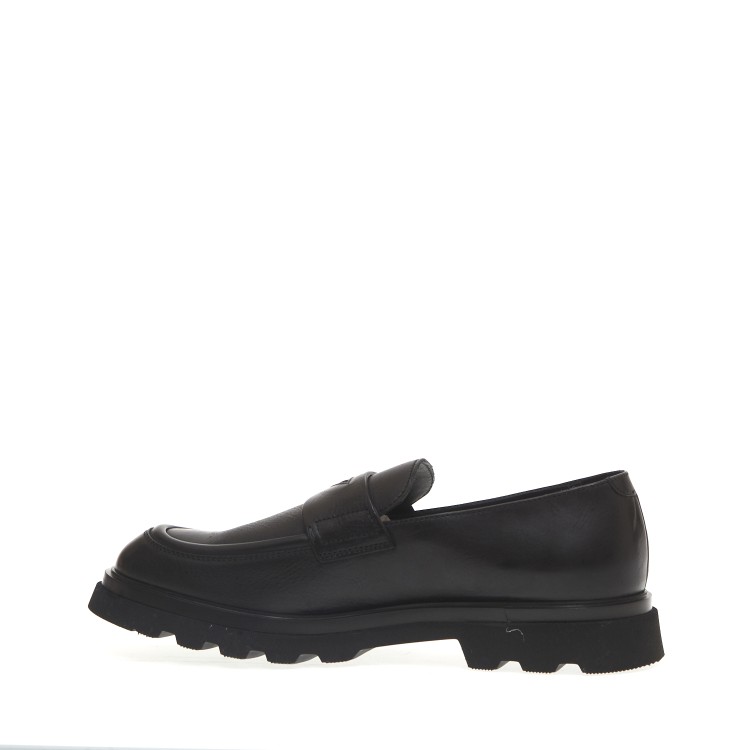 Shop Doucal's Penny Moccasin Black Leather Heavy Rubber Bottom