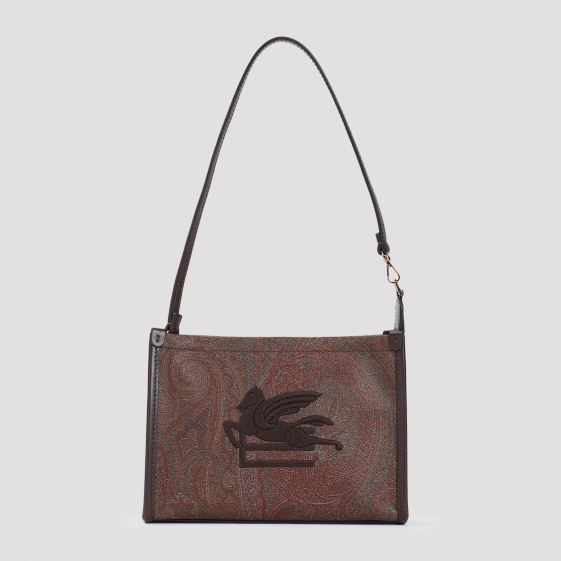 Etro Jacquard Zipped Shoulder Bag In Brown