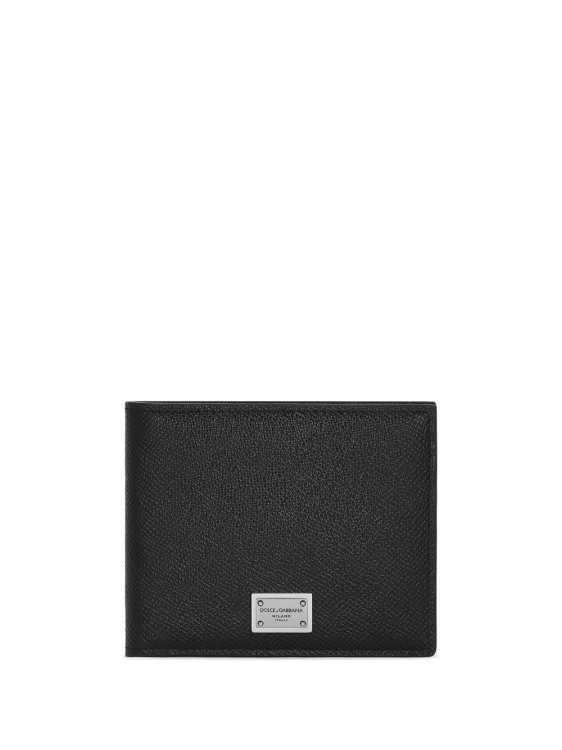 Dolce & Gabbana Logo-plaque Grained Wallet In Black