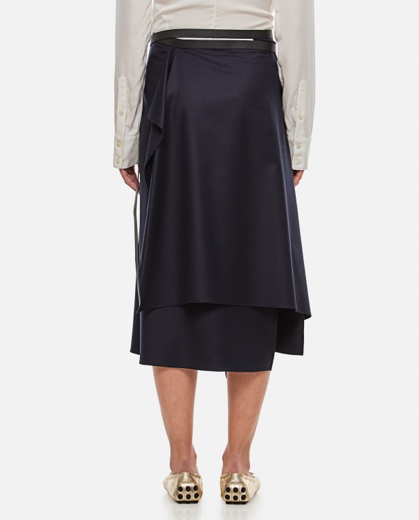 Shop Fendi Flattened Wool Skirt In Black
