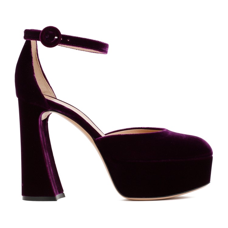 Shop Gianvito Rossi Purple Velvet Platform Sandals
