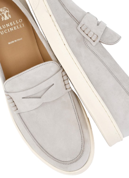 Shop Brunello Cucinelli Suede Leather Loafers In Grey