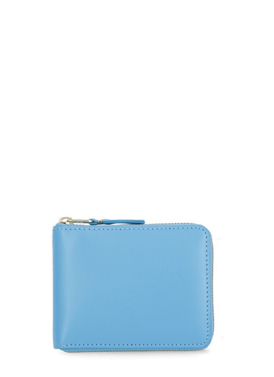 Comme Des Garçons Smooth Leather Wallet In Blue