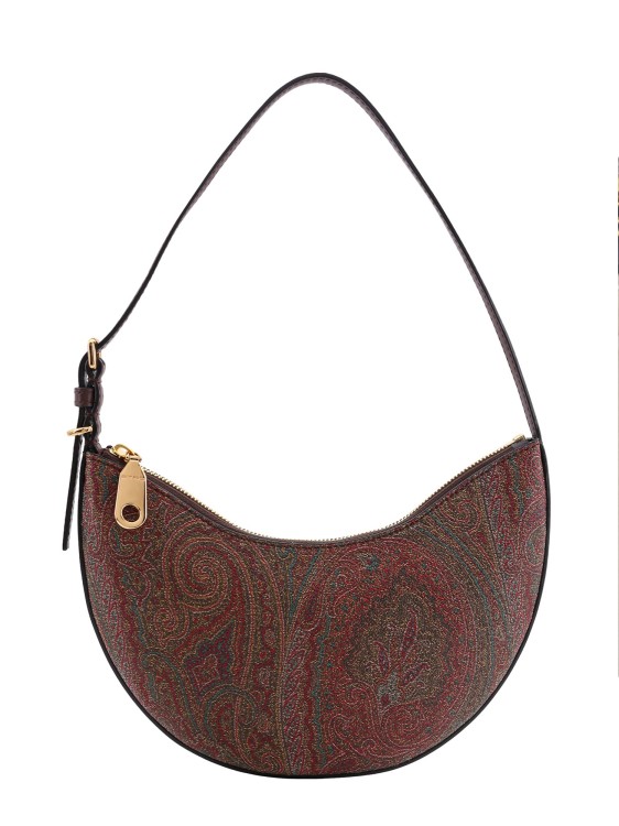 Etro Coated Canvas Shoulder Bag With Paisley Motif In Black