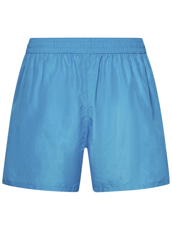 Shop Balmain Turquoise Nylon Swim Shorts In Blue
