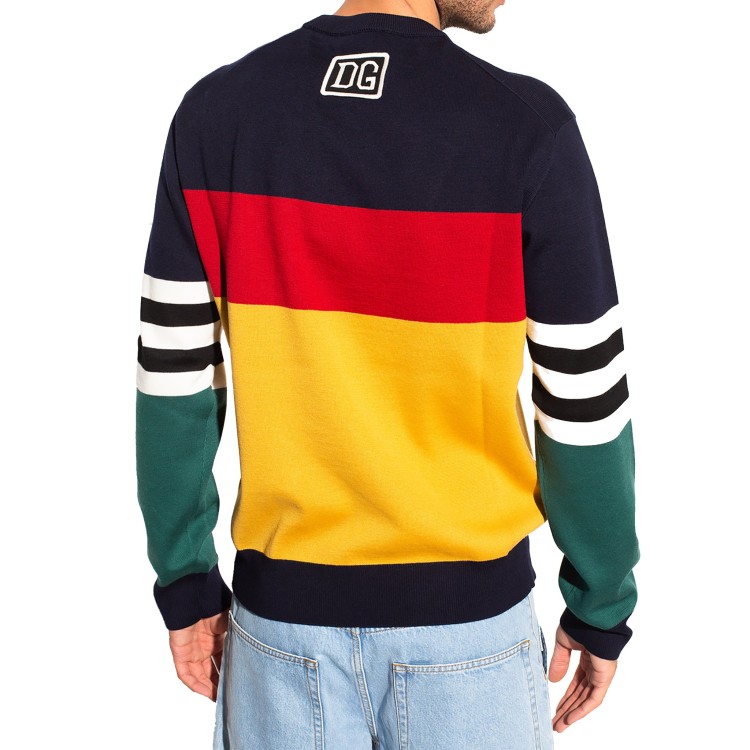Shop Dolce & Gabbana Multicolor Wool Logo Sweater In Black