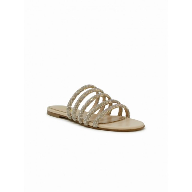 Ninalilou Leather Flat Sandal In Neutrals