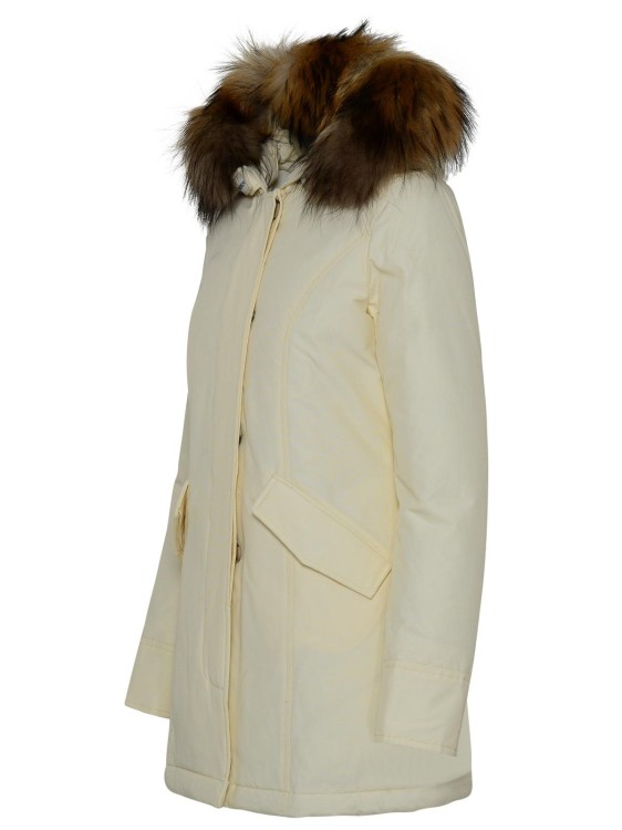 Woolrich Cotton Blend Parka With Fur-trimmed Hood In White