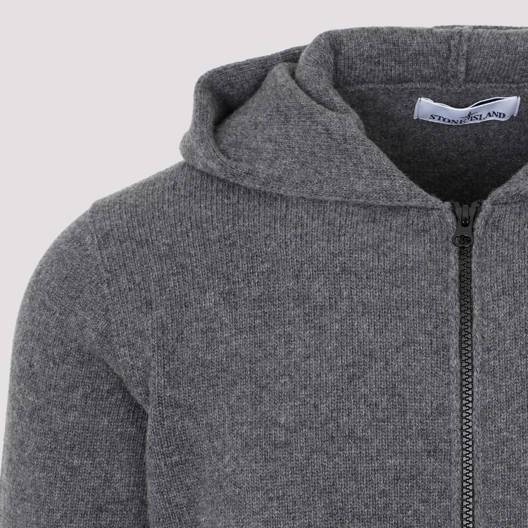 Shop Stone Island Melange Dark Grey Wool Sweater