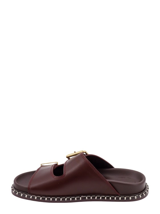 Shop Chloé Leather Sandals With Iconic Oversized Buckle In Brown