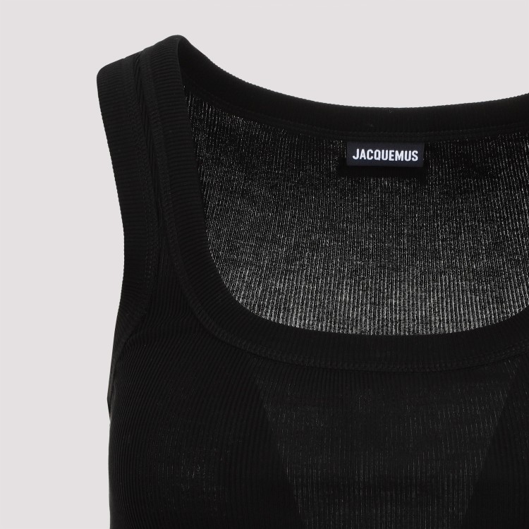 Jacquemus Logo-tag Ribbed Sleeveless Top In Black