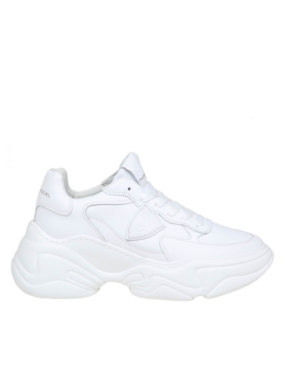 PHILIPPE MODEL WHITE LEATHER LOW TOP SNEAKERS