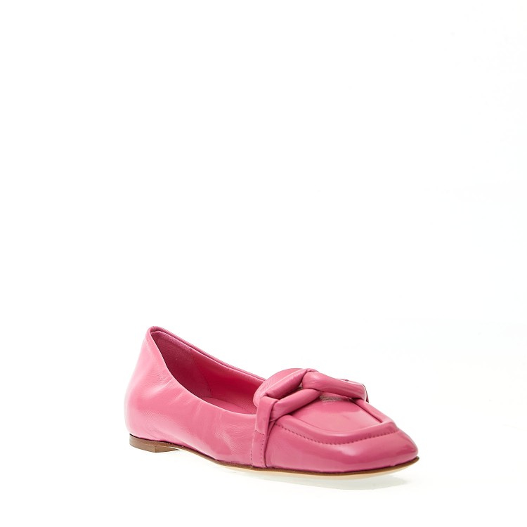 Halmanera Fuchsia Leather Low Moccasin In Pink
