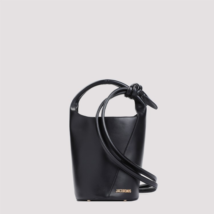 Shop Jacquemus Black Leather Le Petit Tourni Bag