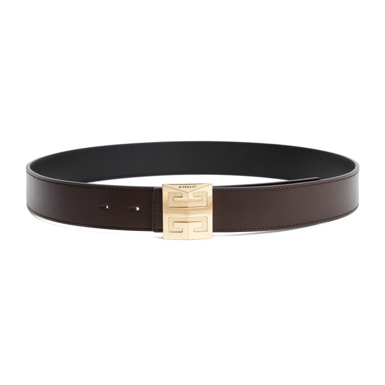 Givenchy Brown Calf Leather 4g Reversible Belt In Brown