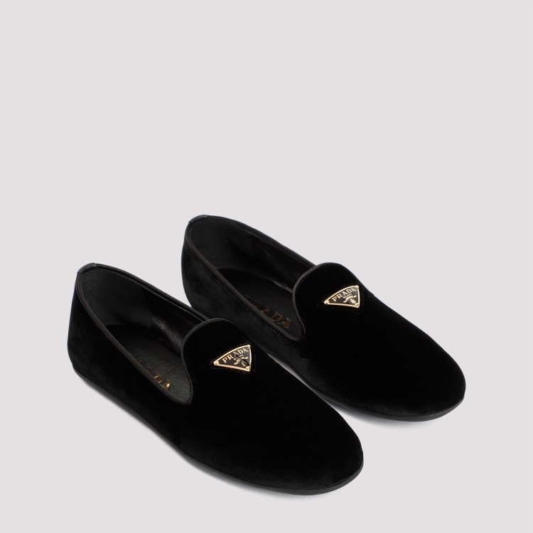 Shop Prada Black Velvet Slippers