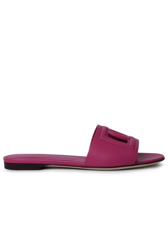 Dolce & Gabbana Fuchsia Leather Slipper In Pink