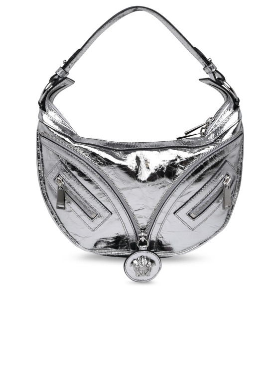 Versace Silver Leather Bag In Grey