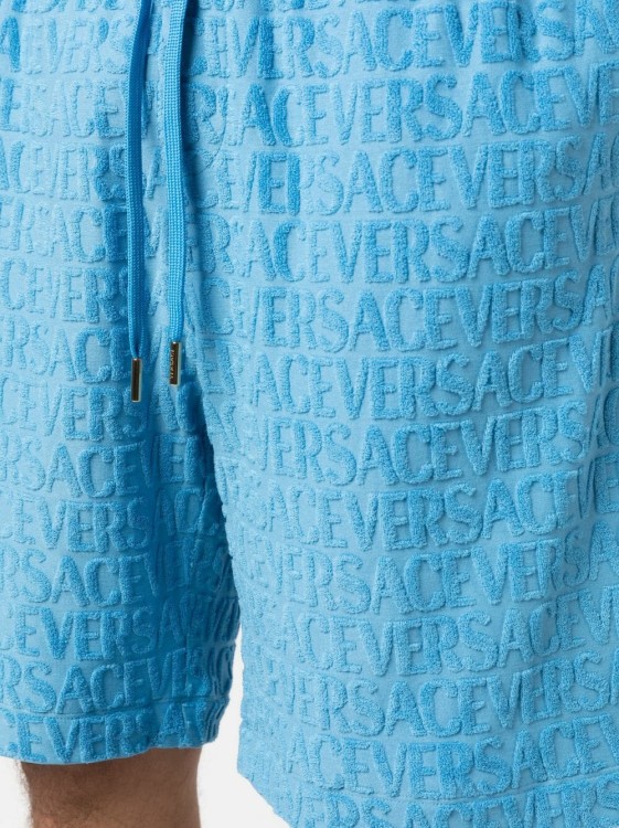 Shop Versace Bermuda Allover Towel Blue