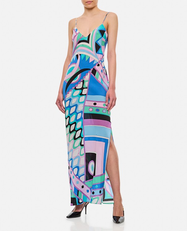 Shop Pucci Crepe De Chine Long Dress In Multicolor