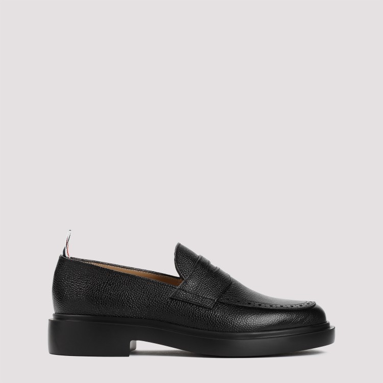 Shop Thom Browne Penny Black Calf Leather Loafers