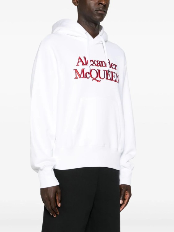 Shop Alexander Mcqueen White Logo-embroidered Hoodie