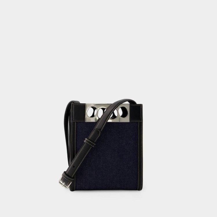 Shop Alexander Mcqueen Mini Tote Bag - Leather - Denim/black
