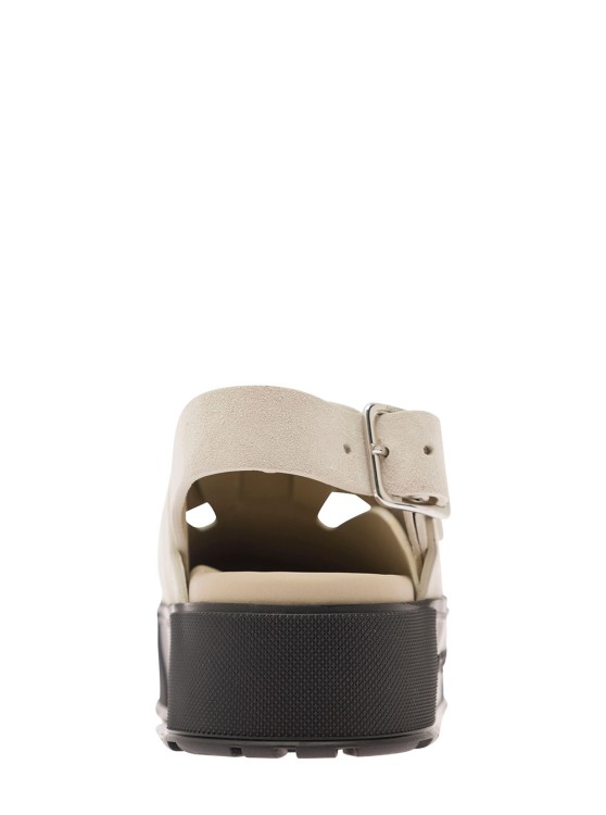 Shop Alexander Mcqueen Mount Slick' Beige Close-toe Sandals With Platform And Logo Engraved In Leather In Black