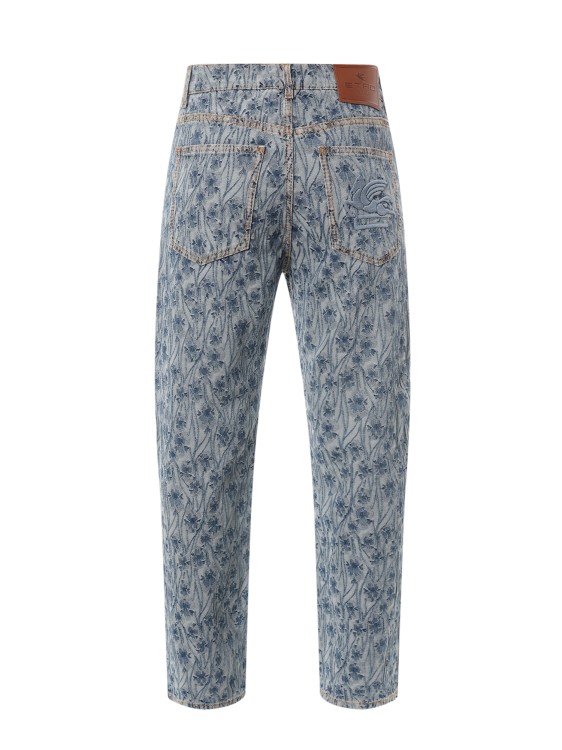 Shop Etro All-over Floral Motif Cotton Jeans In Grey