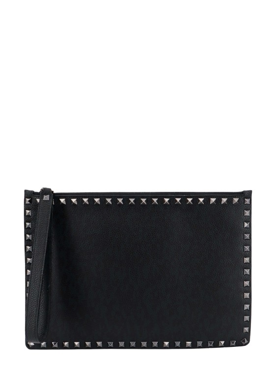 Shop Valentino Leather Clutch With Iconic Studs In Black